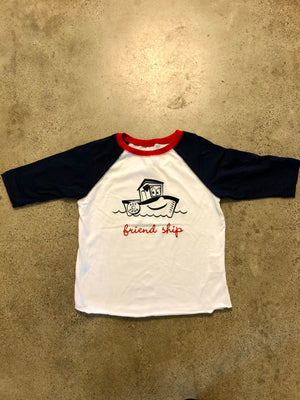 Friend-Ship Baseball Tee - Red, White, Blue